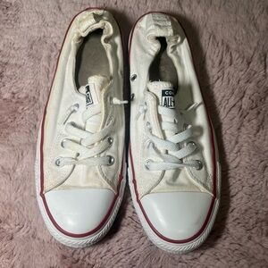 Converse White Canvas Sneakers with Red Trim